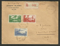 Série Jardins Principauté / Lettre Recommandée MONACO VILLE 15.01.1938 >>> La SARTHE - Lettres & Documents