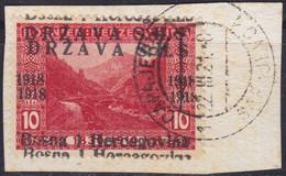 283.Yugoslavia SHS Bosnia 1918 Definitive ERROR Double Overprint On Piece Michel 3 - Geschnittene, Druckproben Und Abarten
