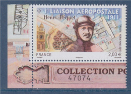 Centenaire De La 1ère Liaison Postale Par L'aviateur Henri Péquet En 1911 N°PA74a Neuf Bas De Feuillet Numéroté 47074 - 1960-.... Nuevos
