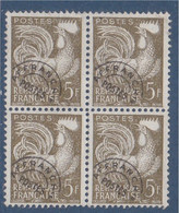 Préoblitéré Type Coq Gaulois Non Gommé N°107 Bloc De 4 - 1953-1960