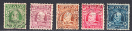 New Zealand 1909-16, Cancelled, Perf 14x14.5, Sc# ,SG 387,388,389,392,393 - Ongebruikt