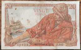 Billet 20 Francs PÊCHEUR 7 - 10 - 1943 FRANCE J.102 - 20 F 1942-1950 ''Pêcheur''
