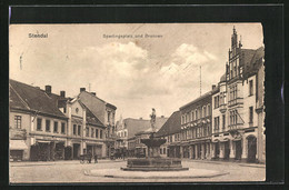 AK Stendal, Strasse Am Sperlingsplatz Und Brunnen - Stendal