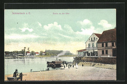 AK Schönebeck A. E., Partie An Der Elbe Mit Gasthaus Zum Goldenen Anker Und Dampfboot - Schoenebeck (Elbe)