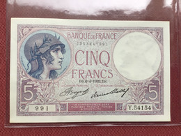 FRANCE Billet De 5 Francs Violet 6/4/1933 SPL Jamais Circulé - 5 F 1917-1940 ''Violet''