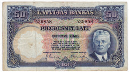 Latvia 50 Latu 1934, Pinholes - Latvia