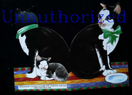 ► Double Decoupis Moderne Anglais    - Chat Art Naif  -  Cat - Animali