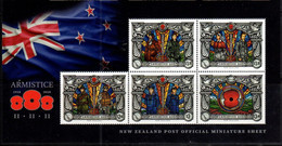 NEW ZEALAND , 2018, MNH, WWI, ARMISTICE DAY, SOLDIERS, NURSES, MILITARY,  SHEETLET - WW1