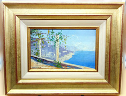 Vue De La Méditerranée, André Kauffer, Cadre Doré/ View Of The Mediterranean, Gilded Frame - Olii