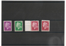 FRANCE 1967/69 MARIANNE DE CHEFFER N°Y/T: 1536b- 1536Ab- 1536Ba- 1536Bc - N° Rouge CÔTE : 40,00 € - Roulettes