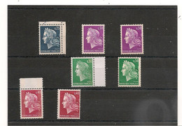 FRANCE 1967/69 MARIANNE DE CHEFFER N°Y/T: - 1535- 1536- 1536b-1536A-1536Ab- 1536Ba- 1536Bc - N° Rouge CÔTE : 41,50 € - Coil Stamps
