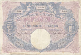Billet 50 F Bleu Et Rose Du 2-7-1919 FAY 14.32 Alph. X.8495 - 50 F 1889-1927 ''Bleu Et Rose''