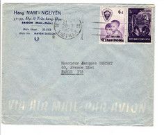 Lettre Du Vietnam Pour Paris De 1958, Par Avion, 2 Timbres. - Sonstige
