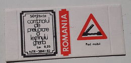 PANNEAUX ROUTIERS/ ROAD SIGNS/SEGNALI STRADALI,ROMANIA,GHERLA MATCHBOXES FACTORY,SKILLET UNFOLDED,1980 PERIOD - Boites D'allumettes