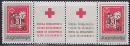 235.Yugoslavia 1987 Surcharge Solidarity Week 2 Stamps With 2 Labels MNH Michel 135 - Geschnittene, Druckproben Und Abarten