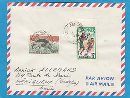 LETTRE DE NIAMEY ,AVEC TIMBRES "LAMANTIN/BOXE ET CYCLISME" POUR PERIGUEUX - Niger (1960-...)