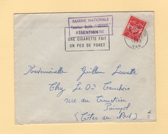 Poste Navale - Escorteur Rapide Cassard - Toulon - 1959 - Timbre FM - Posta Marittima