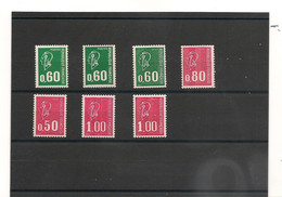 FRANCE 1971/76  TYPE MARIANNE DE BEQUETN° Y/T : 1664- 1814- 1814a- 1815- 1816- 1892- 1892b ** Côte : 17,00€ - Neufs