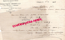 87- LIMOGES - RARE LETTRE MAISON EUGENE ARDANT- IMPRIMERIE LIBRAIRIE-3 RUE MIRABEAU - 1924 - Druck & Papierwaren