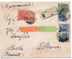 Storia Postale Italia Regno - Spedita Da POSTUMIA (ora Slovenia) - AFFRANCATURA MISTA DEL 1921 RACCOMANDATA (rif. SP15) - Marcophilia