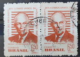 A 91 Brazil Stamp US President Eisenhower 1960 Circulated Pair 4 - Other & Unclassified