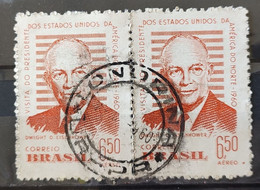 A 91 Brazil Stamp US President Eisenhower 1960 Circulated Pair 6 - Other & Unclassified