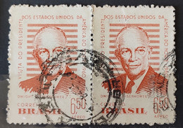 A 91 Brazil Stamp US President Eisenhower 1960 Circulated Pair 7 - Other & Unclassified