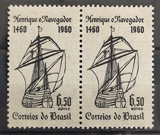 A 100 Brazil Stamp Air Infante Dom Henrique Ship Portugal 1960 Pair 1 - Other & Unclassified