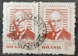 A 91 Brazil Stamp US President Eisenhower 1960 Circulated Pair 2 - Other & Unclassified