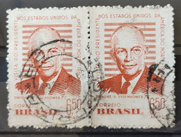 A 91 Brazil Stamp US President Eisenhower 1960 Circulated Pair 5 - Andere & Zonder Classificatie