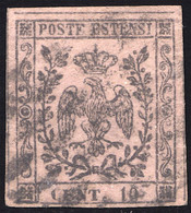 MODENA 1852 10 CENT. ROSA CHIARO N.2 USATO VARIETA' "PUNTO GROSSO DOPO LA T" SPLENDIDO  - USED VERY FINE VARIETY - Modena