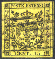 MODENA 1852 15 CENT. GIALLO N.3 USATO SPLENDIDO - USED VERY FINE - Modena