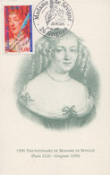 Carte  Maximum  1er  Jour    FRANCE    Madame  DE  SEVIGNE     EUROPA    GRIGNAN   1996 - 1996