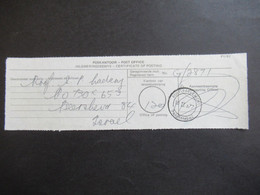 RSA / Süd - Afrika 1977 Poskantoor - Post Office Certificate Of Posting / Einlieferungsschein Stempel Parliament - Cartas