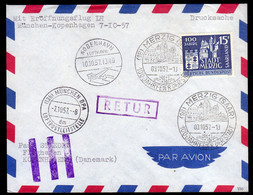 SAAR SAARLAND SARRE GERMANY 7 10 1957 AIR MAIL PAR AVION MUNCHEN KOPENHAGEN COVER LETTER LETTRE LETTERA - Cartas & Documentos