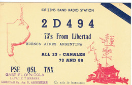 Antenas En Vieja Tarjeta QSL De Gabriel Di Nicola, Lavalle Y Habana, Libertad, Argentina (2D494) Jun 1967 - CB-Funk