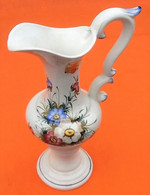 Vase Aiguière Céramique Vénitienne D' Art (Milcéram' S) Faïence Polychrome à Décor Floral - Unclassified