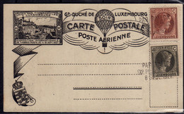 LUXEMBOURG LUSSEMBURGO 1927 POSTE ARIENNE CARTE POSTALE POSTA CARD EXPO INTERNATIONALE LAST DAY CANCEL - Herdenkingskaarten