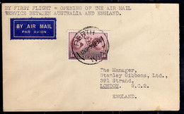 AUSTRALIA 1934 FIRST FLIGHT TO ENGLAND AIR MAIL POSTA AEREA AIRMAIL MERCURY AND Hemispheres 1/6 1sh 6p COVER AEROGRAM - Gebraucht