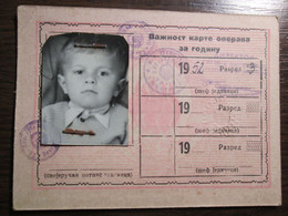 1952 Yugoslav Railway Legitimation Card Travel Ticket Pass - Europe