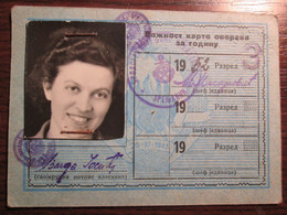 1952 Yugoslav Railway Legitimation Card Travel Ticket Pass - Europe