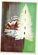 Bonne Année--Nouvel An-- 1977--Paysage De Neige --illustrateur  M.Secciz.................. à Saisir - Nieuwjaar