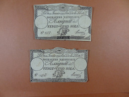 Lot De 10 Assignats De Vingt-cinq Sols 1792 - Assignats & Mandats Territoriaux