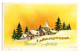 Bonne Année--Nouvel An--mignonnette..-Village Sous Neige --illustrateur  ????? (petite Animation).......... à Saisir - Nieuwjaar