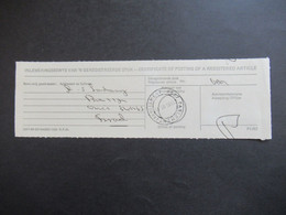 RSA / Süd - Afrika 1985 Poskantoor - Post Office Certificate Of Posting / Einlieferungsschein Stempel Parliament - Cartas & Documentos