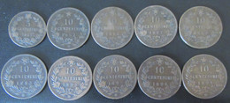 Italie / Italia - 10 Monnaies 5 Centesimi 1862 + 10 Centesimi 1862 à 1894 - Colecciones
