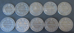 Italie / Italia - 10 Monnaies 5 Centesimi 1862 + 10 Centesimi 1862 à 1894 - Sammlungen