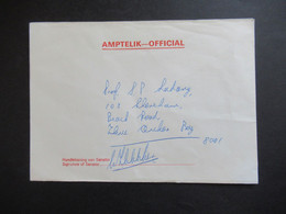 RSA / Süd - Afrika 1980er Jahre Umschlag Amptelik - Official And Signature Of Senator In Die USA Gesendet - Cartas