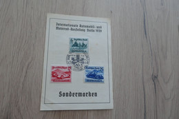 BERLIN-CHARLOTTENBURG - 1939 , INTERNATIONALE AUTOMOBIL-   3 TP Sondermarken - Lettres & Documents