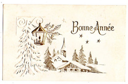 Bonne Année--Nouvel An--mignonnette..--Paysage De Neige-- ( Lanterne  )..carte Gaufrée......... à Saisir - Nieuwjaar